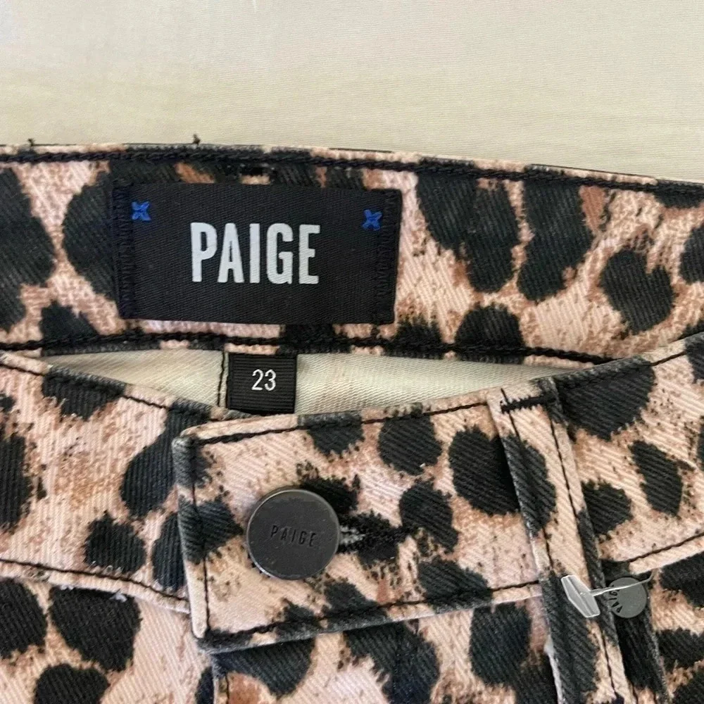 Paige Hoxton ankle leopard raw hem denim